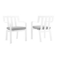 Modway EEI-3961-WHI-GRY Baxley Outdoor Patio Aluminum Armchair Set of 2
