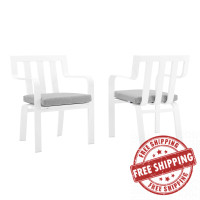 Modway EEI-3961-WHI-GRY Baxley Outdoor Patio Aluminum Armchair Set of 2