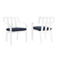 Modway EEI-3961-WHI-NAV Baxley Outdoor Patio Aluminum Armchair Set of 2