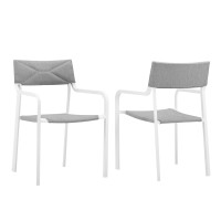 Modway EEI-3962-WHI-GRY Raleigh Outdoor Patio Aluminum Armchair Set of 2