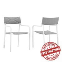 Modway EEI-3962-WHI-GRY Raleigh Outdoor Patio Aluminum Armchair Set of 2