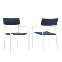 Modway EEI-3962-WHI-NAV Raleigh Outdoor Patio Aluminum Armchair Set of 2