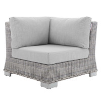 Modway EEI-3970-LGR-GRY Light Gray Gray Conway Sunbrella® Outdoor Patio Wicker Rattan Corner Chair
