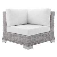 Modway EEI-3970-LGR-WHI Light Gray White Conway Sunbrella® Outdoor Patio Wicker Rattan Corner Chair