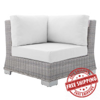 Modway EEI-3970-LGR-WHI Light Gray White Conway Sunbrella® Outdoor Patio Wicker Rattan Corner Chair