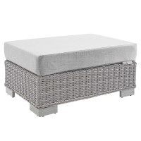 Modway EEI-3971-LGR-GRY Light Gray Gray Conway Sunbrella® Outdoor Patio Wicker Rattan Ottoman