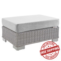 Modway EEI-3971-LGR-GRY Light Gray Gray Conway Sunbrella® Outdoor Patio Wicker Rattan Ottoman