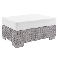 Modway EEI-3971-LGR-WHI Light Gray White Conway Sunbrella® Outdoor Patio Wicker Rattan Ottoman