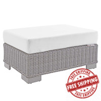 Modway EEI-3971-LGR-WHI Light Gray White Conway Sunbrella® Outdoor Patio Wicker Rattan Ottoman