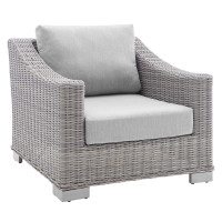 Modway EEI-3972-LGR-GRY Light Gray Gray Conway Sunbrella® Outdoor Patio Wicker Rattan Armchair