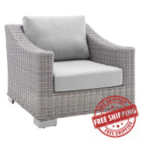 Modway EEI-3972-LGR-GRY Light Gray Gray Conway Sunbrella® Outdoor Patio Wicker Rattan Armchair