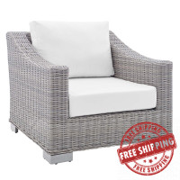 Modway EEI-3972-LGR-WHI Light Gray White Conway Sunbrella® Outdoor Patio Wicker Rattan Armchair