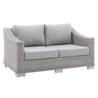 Modway EEI-3973-LGR-GRY Light Gray Gray Conway Sunbrella® Outdoor Patio Wicker Rattan Loveseat