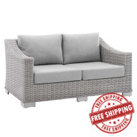 Modway EEI-3973-LGR-GRY Light Gray Gray Conway Sunbrella® Outdoor Patio Wicker Rattan Loveseat