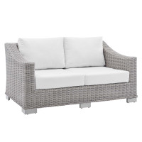 Modway EEI-3973-LGR-WHI Light Gray White Conway Sunbrella® Outdoor Patio Wicker Rattan Loveseat