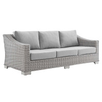 Modway EEI-3974-LGR-GRY Light Gray Gray Conway Sunbrella® Outdoor Patio Wicker Rattan Sofa
