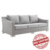 Modway EEI-3974-LGR-GRY Light Gray Gray Conway Sunbrella® Outdoor Patio Wicker Rattan Sofa