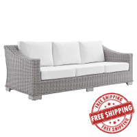 Modway EEI-3974-LGR-WHI Light Gray White Conway Sunbrella® Outdoor Patio Wicker Rattan Sofa