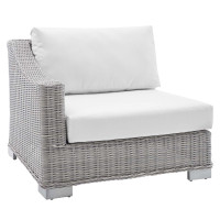 Modway EEI-3975-LGR-WHI Light Gray White Conway Sunbrella® Outdoor Patio Wicker Rattan Left-Arm Chair