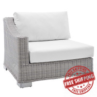 Modway EEI-3975-LGR-WHI Light Gray White Conway Sunbrella® Outdoor Patio Wicker Rattan Left-Arm Chair