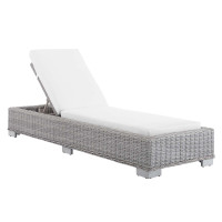 Modway EEI-3978-LGR-WHI Light Gray White Conway Sunbrella® Outdoor Patio Wicker Rattan Chaise Lounge
