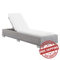 Modway EEI-3978-LGR-WHI Light Gray White Conway Sunbrella® Outdoor Patio Wicker Rattan Chaise Lounge