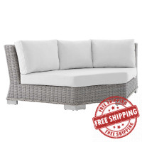 Modway EEI-3979-LGR-WHI Light Gray White Conway Sunbrella® Outdoor Patio Wicker Rattan Round Corner Chair