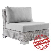 Modway EEI-3980-LGR-GRY Light Gray Gray Conway Sunbrella® Outdoor Patio Wicker Rattan Armless Chair