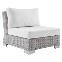 Modway EEI-3980-LGR-WHI Light Gray White Conway Sunbrella® Outdoor Patio Wicker Rattan Armless Chair