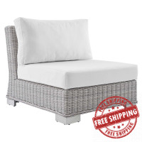 Modway EEI-3980-LGR-WHI Light Gray White Conway Sunbrella® Outdoor Patio Wicker Rattan Armless Chair