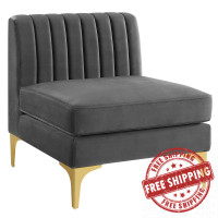 Modway EEI-3984-GRY Gray Triumph Channel Tufted Performance Velvet Armless Chair