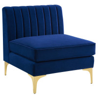 Modway EEI-3984-NAV Navy Triumph Channel Tufted Performance Velvet Armless Chair