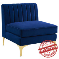 Modway EEI-3984-NAV Navy Triumph Channel Tufted Performance Velvet Armless Chair