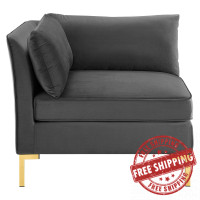 Modway EEI-3985-GRY Gray Ardent Performance Velvet Sectional Sofa Corner Chair