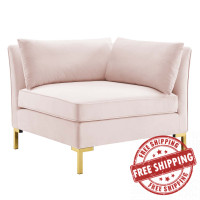 Modway EEI-3985-PNK Pink Ardent Performance Velvet Sectional Sofa Corner Chair