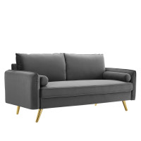 Modway EEI-3988-GRY Gray Revive Performance Velvet Sofa