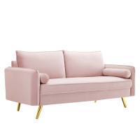 Modway EEI-3988-PNK Pink Revive Performance Velvet Sofa