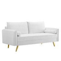 Modway EEI-3988-WHI White Revive Performance Velvet Sofa