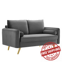 Modway EEI-3989-GRY Gray Revive Performance Velvet Loveseat