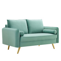 Modway EEI-3989-MIN Mint Revive Performance Velvet Loveseat