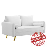 Modway EEI-3989-WHI White Revive Performance Velvet Loveseat