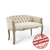 Modway EEI-4003-BEI Beige Crown Vintage French Upholstered Settee Loveseat