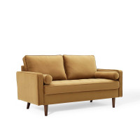 Modway EEI-4004-COG Cognac Valour Performance Velvet Loveseat