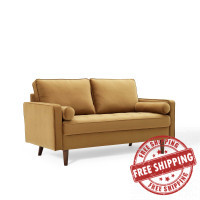 Modway EEI-4004-COG Cognac Valour Performance Velvet Loveseat