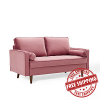 Modway EEI-4004-DUS Dusty Rose Valour Performance Velvet Loveseat