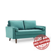 Modway EEI-4004-TEA Teal Valour Performance Velvet Loveseat