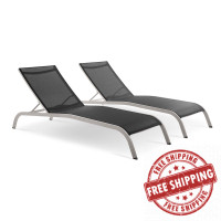 Modway EEI-4005-BLK Black Savannah Outdoor Patio Mesh Chaise Lounge Set of 2