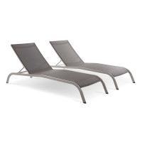 Modway EEI-4005-GRY Gray Savannah Outdoor Patio Mesh Chaise Lounge Set of 2