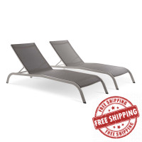 Modway EEI-4005-GRY Gray Savannah Outdoor Patio Mesh Chaise Lounge Set of 2