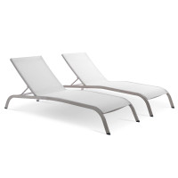 Modway EEI-4005-WHI White Savannah Outdoor Patio Mesh Chaise Lounge Set of 2
